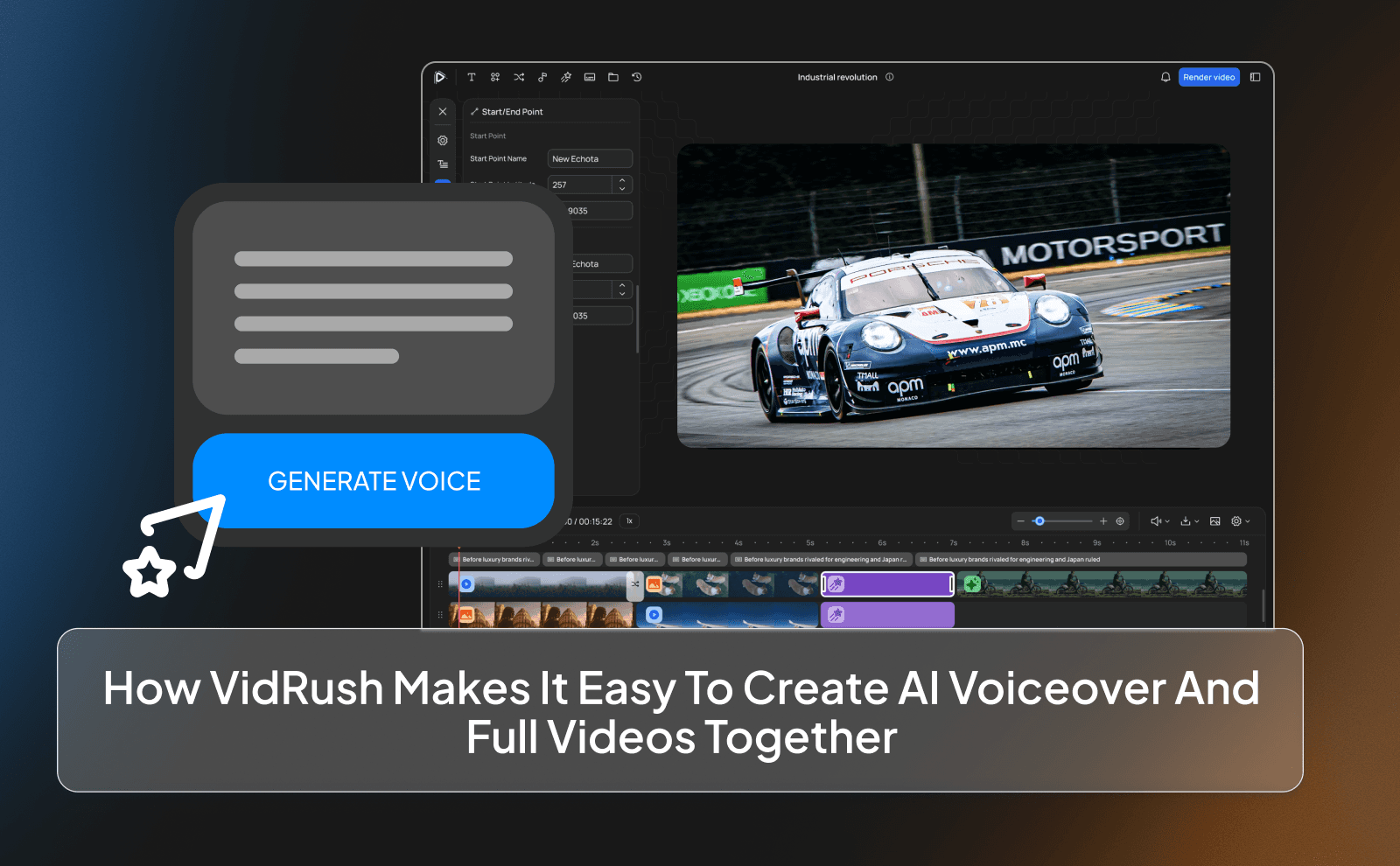 How VidRush makes it easy to create AI voiceover and full videos together