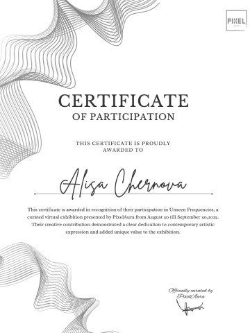 Golden Time Talent international art competition certificate awarded to Alisa Chernova