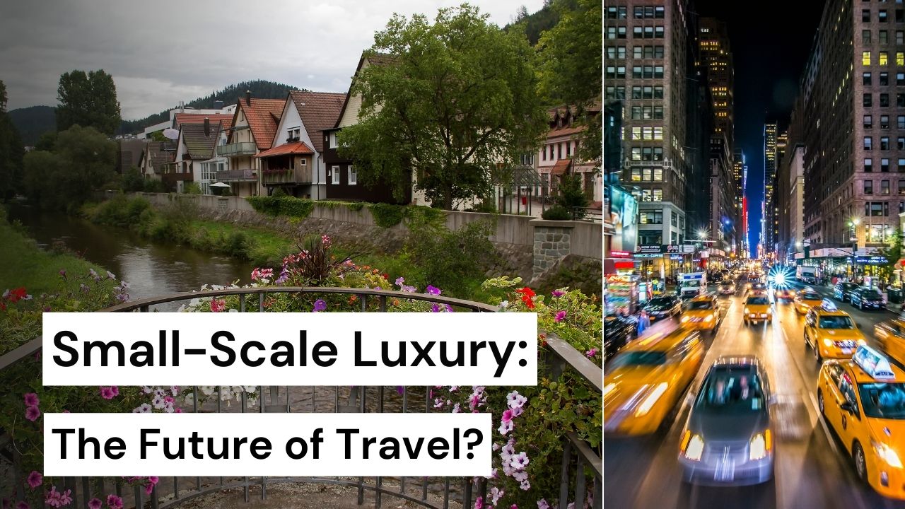 An image of a boat floating with the caption "FLOATING CITIES" above Mike Putman and James Ferrara, the No Tourists Allowed Podcast Hosts