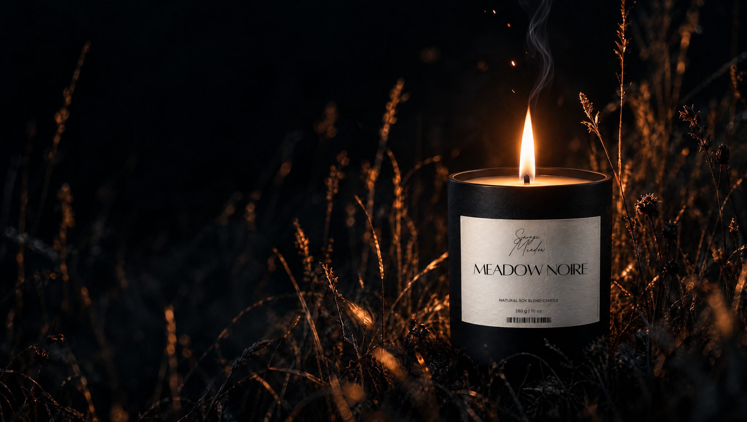 Meadow Noire Savage Meadow candle, lit, no. 001