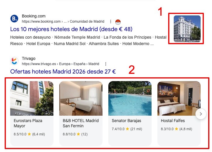 Thumbnails and item carousels in snippets