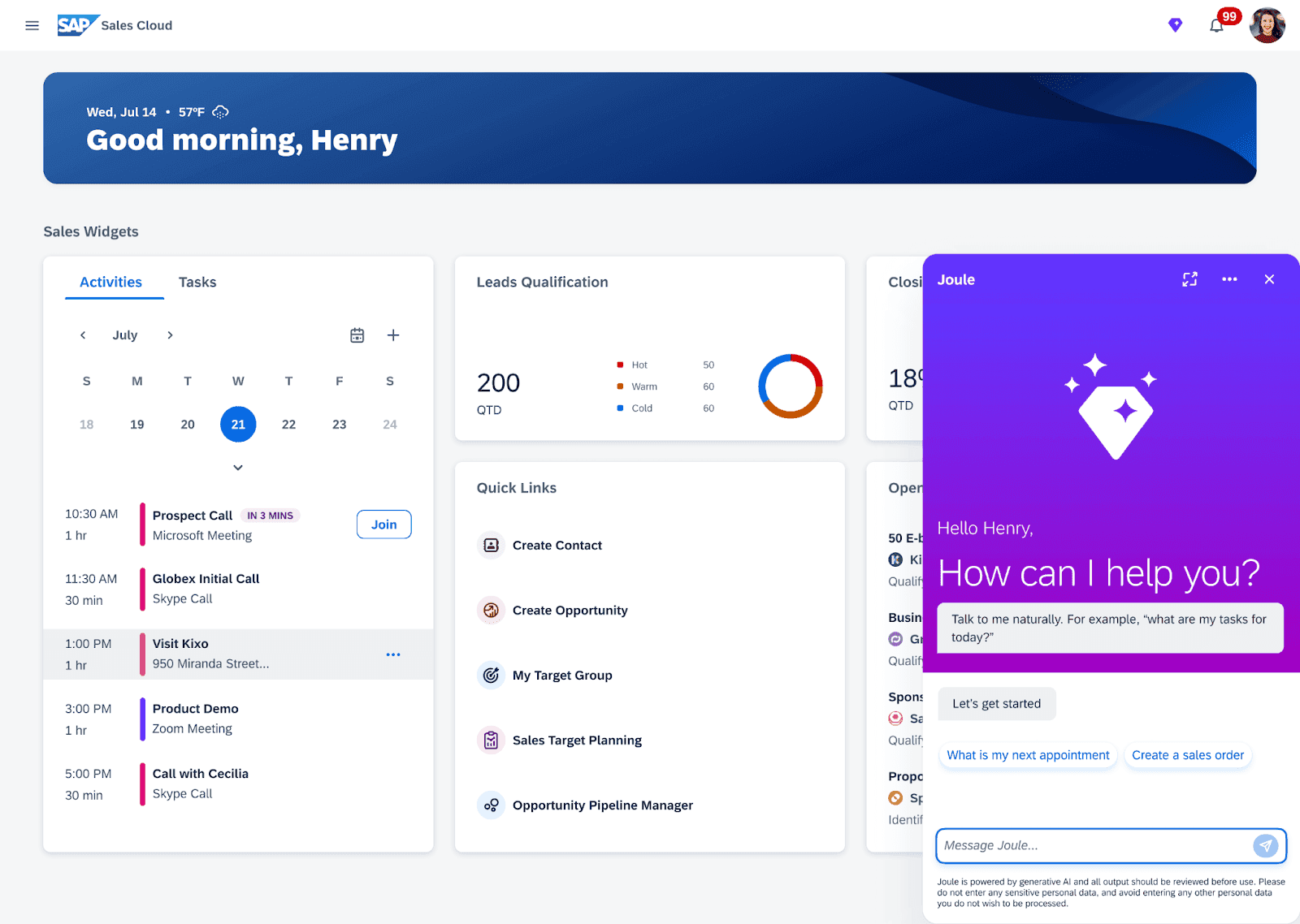SAP Sales working place for intelligent selling&nbsp;