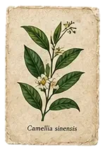Camellia sinensis tea plant illustration.