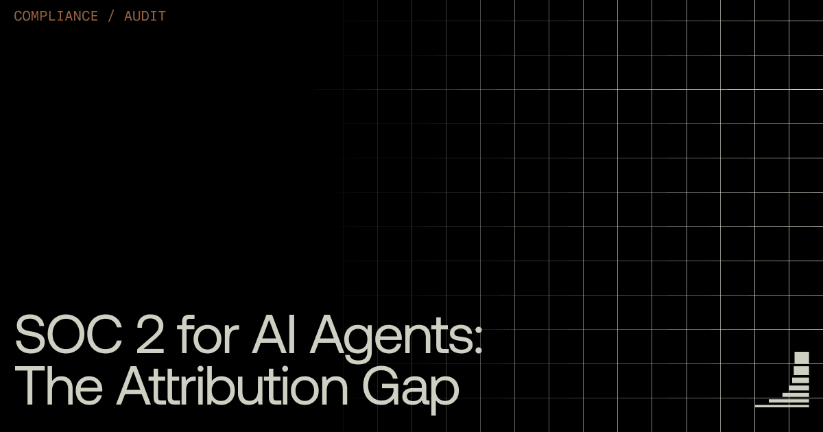 Waxell blog cover: SOC 2 attribution gap for AI agents