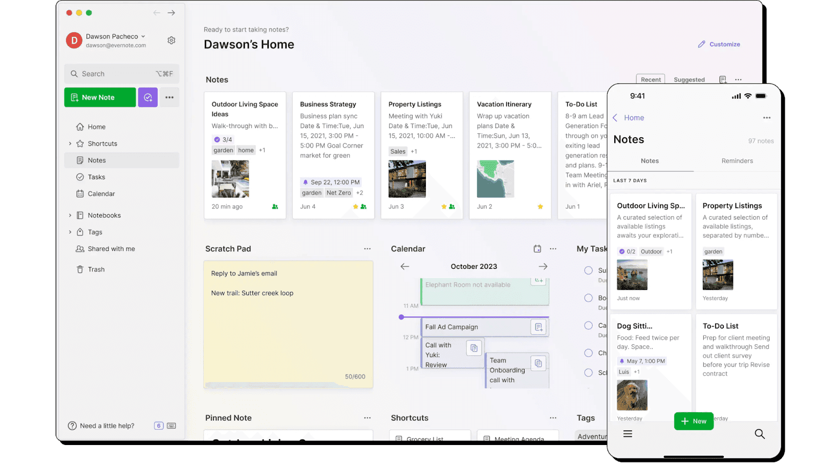 home page of evernote&nbsp;