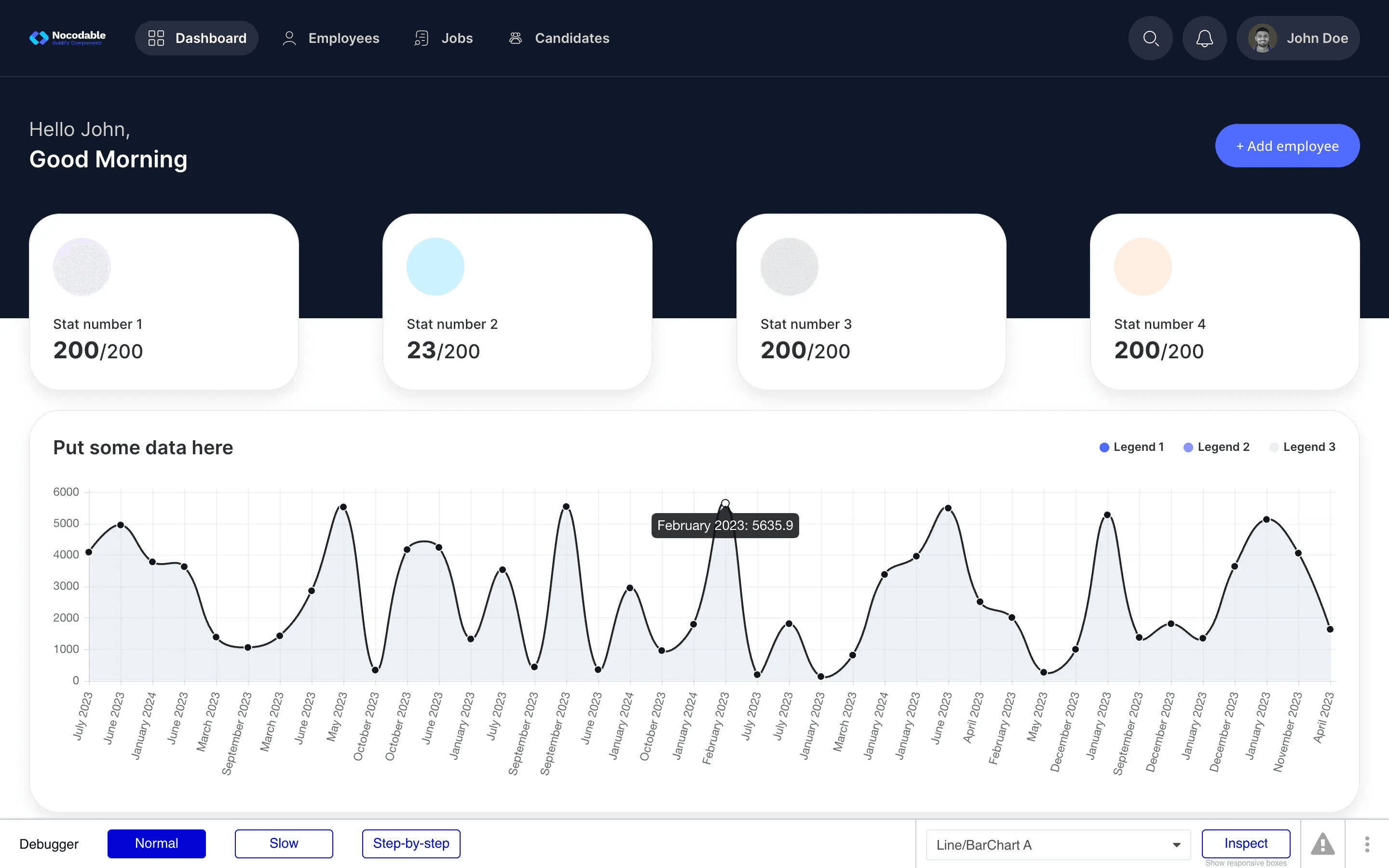 screenshot of a graph made with bubble.io