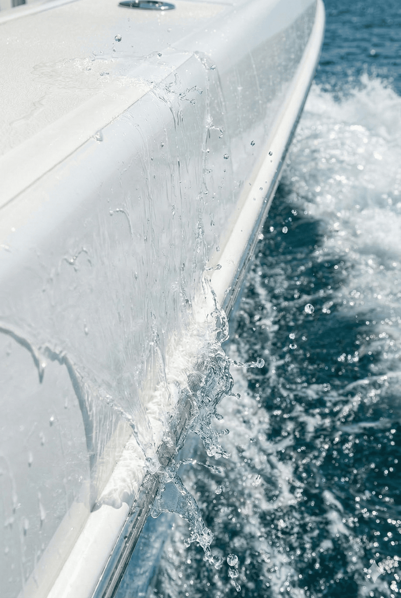 Boat hull protected from UV exposure and oxidation with marine protection film