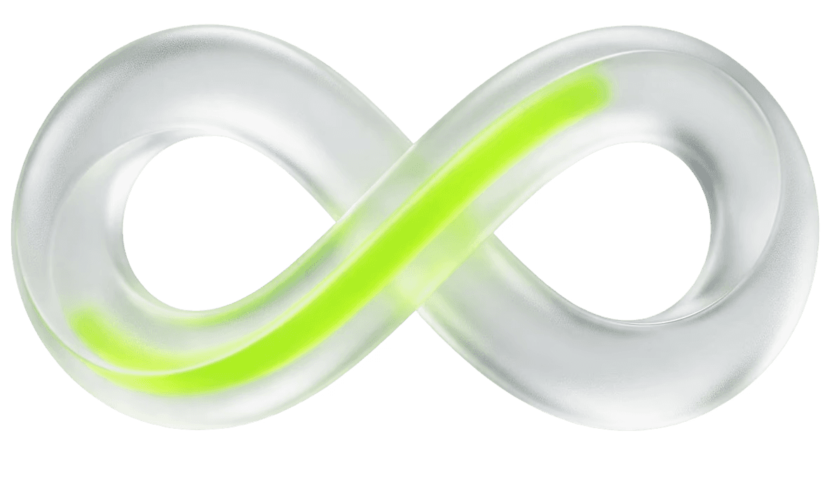 Frosted-glass upward arrow with a green glow — Launch plan icon