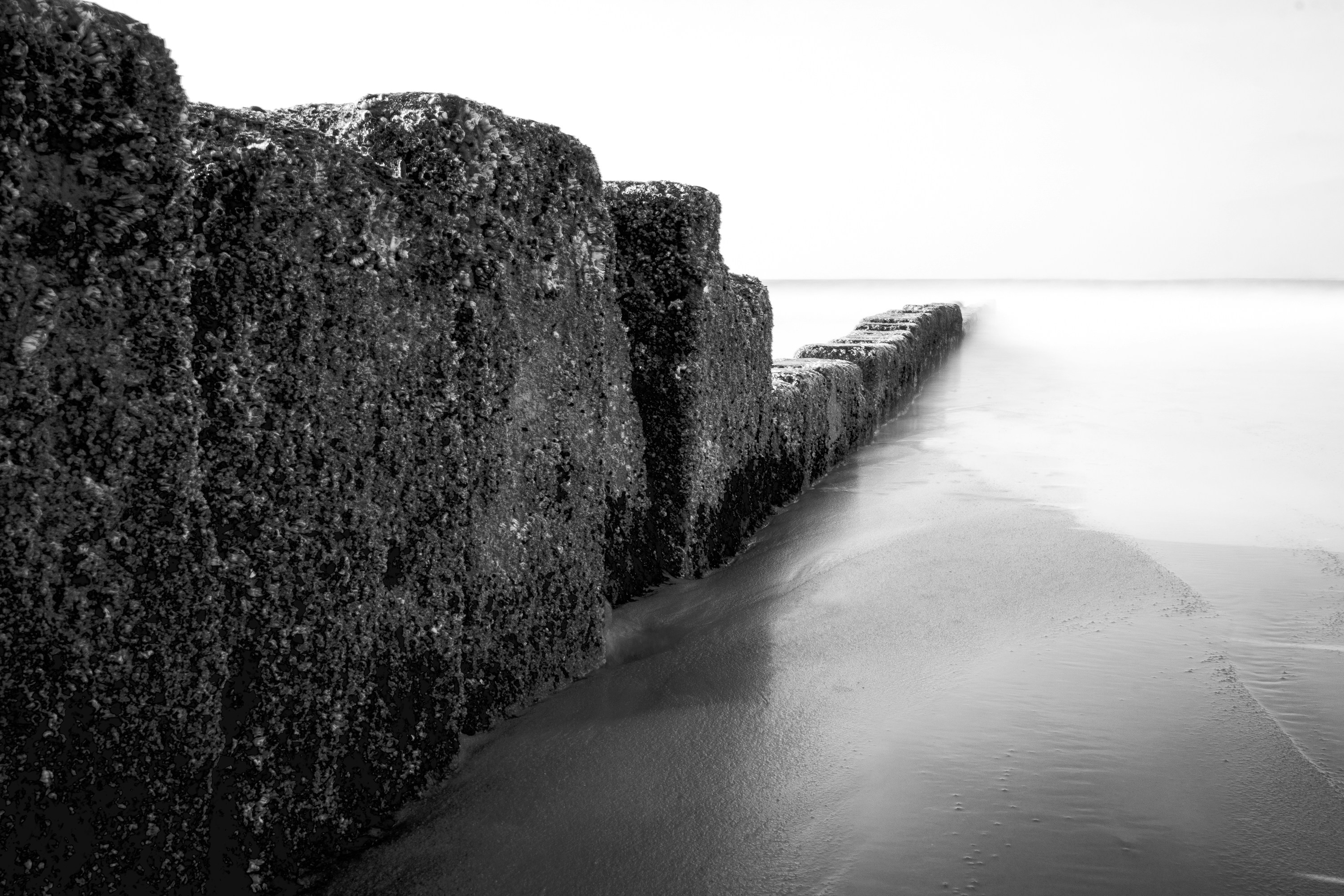 A black and white photo of the ocean