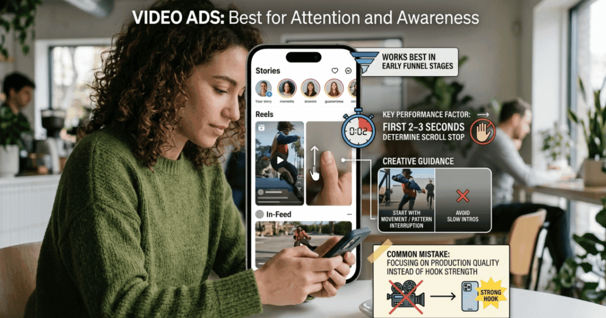 Meta video ad example for feeds and Reels