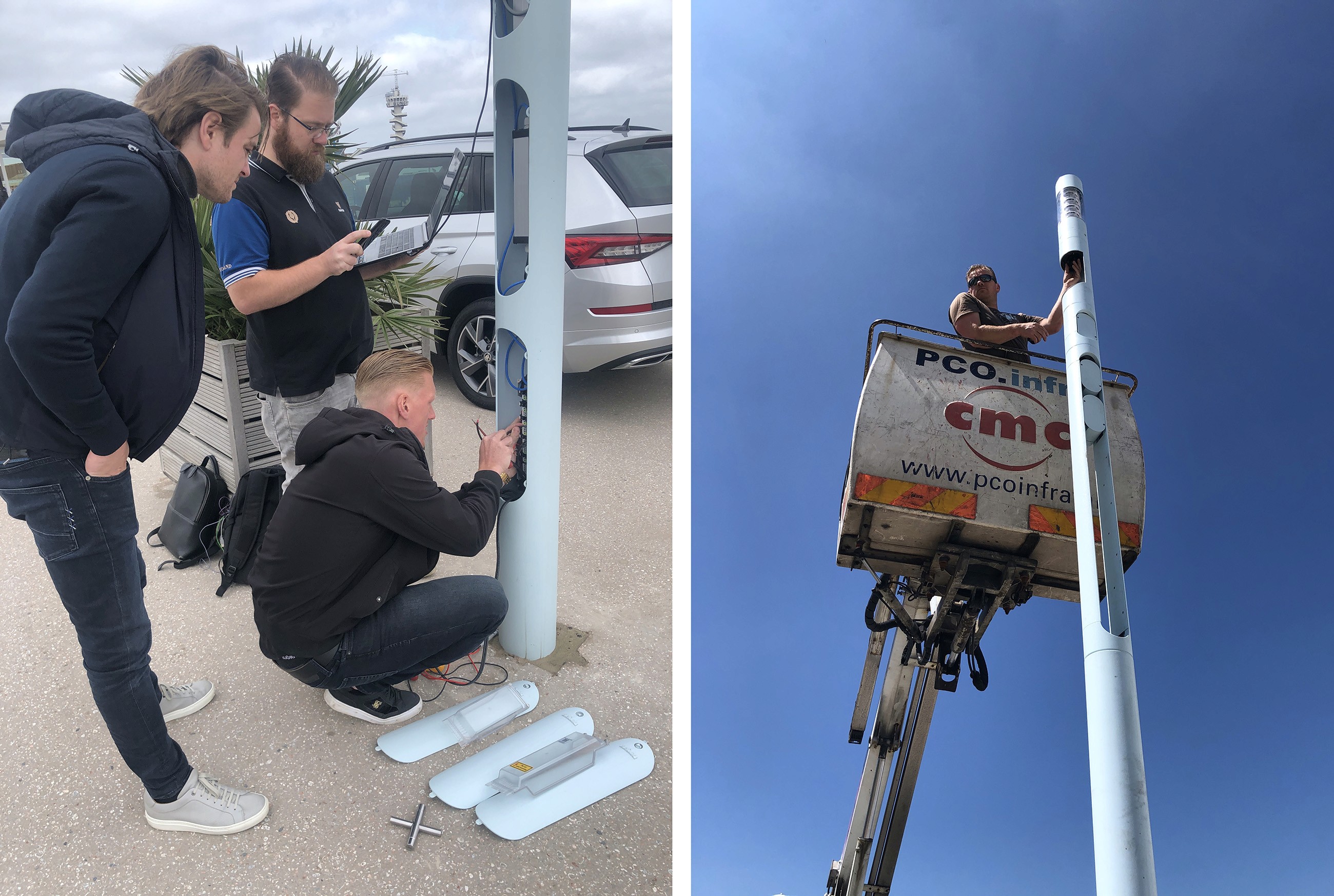 Photo of the construction of new multifunctional light poles