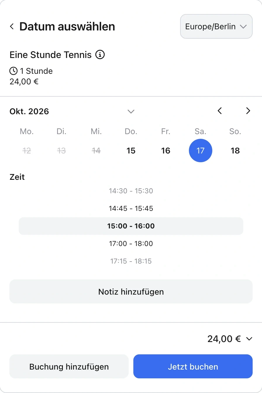 Eine Stunde Tennis für 24 Euro in der echten anny Oberfläche