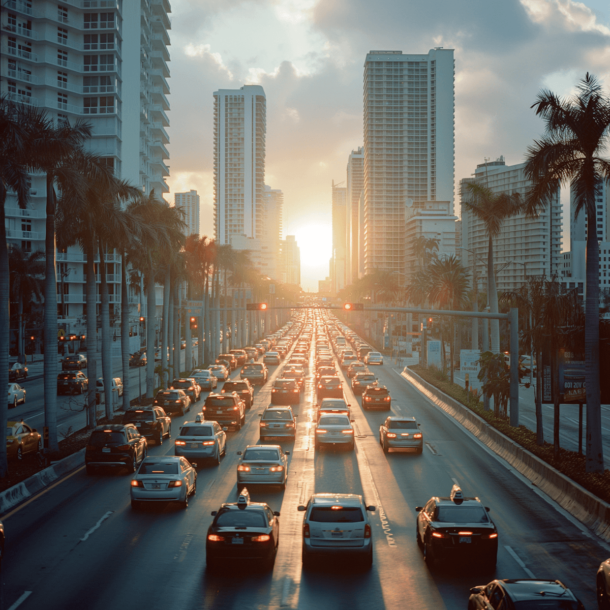 low-angle photography of high rise buildings behind coconut trees