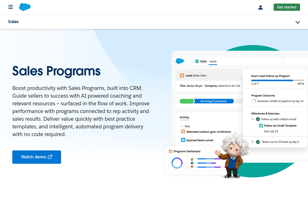 Salesforce Sales Programs page, enablement built into the CRM