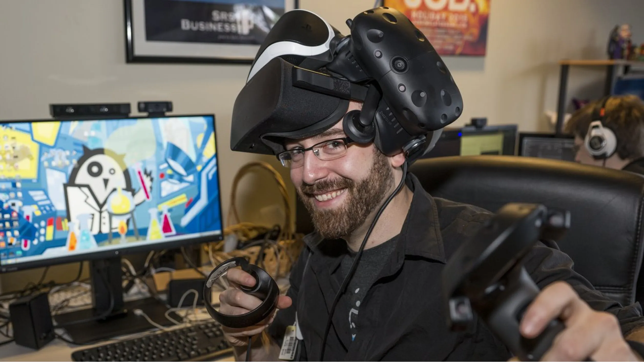 Alex Schwartz, Owlchemy Labs CEO, creating VR interaction design standards through Job Simulator and Vacation Simulator.