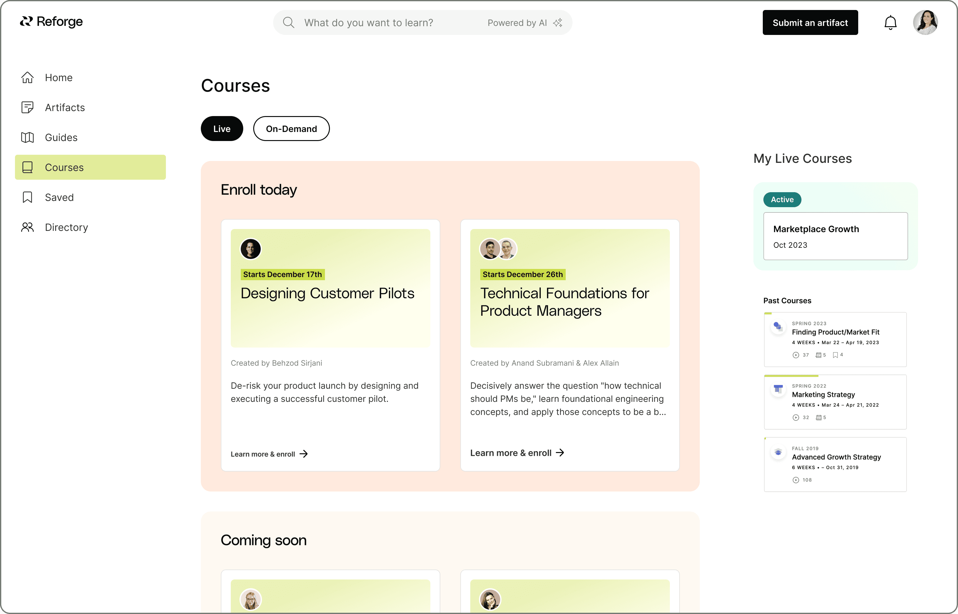 Reforge course index