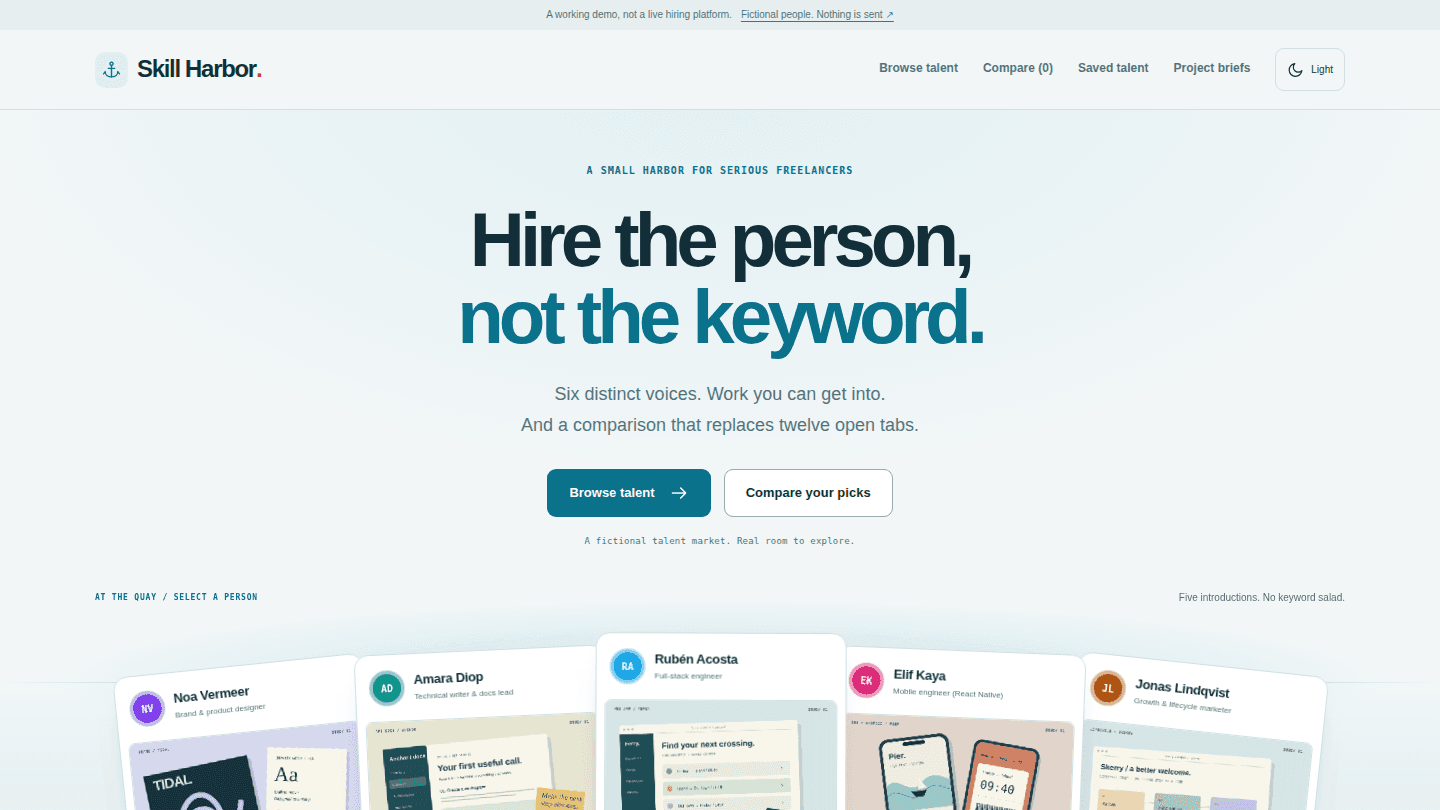 Freelancer marketplace — Originals template preview.