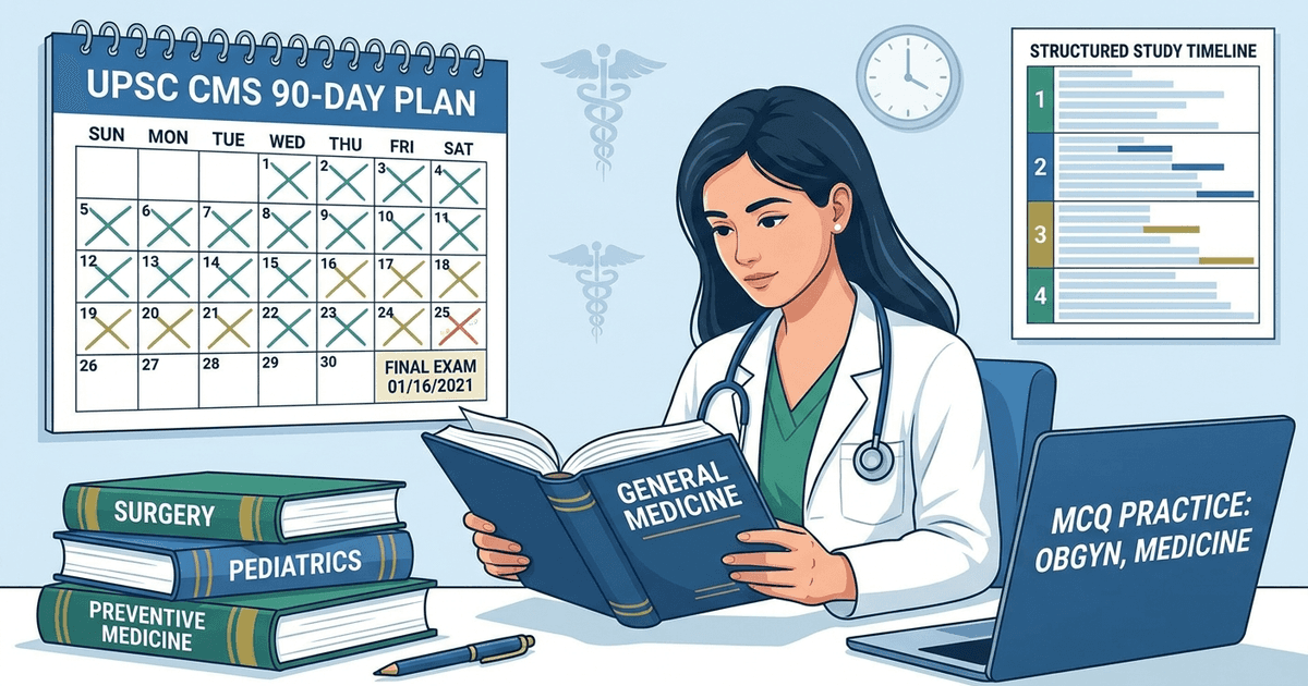 Cover: UPSC CMS 90-Day Study Plan 2026: High-Yield Subject Strategy for Paper I and Paper II