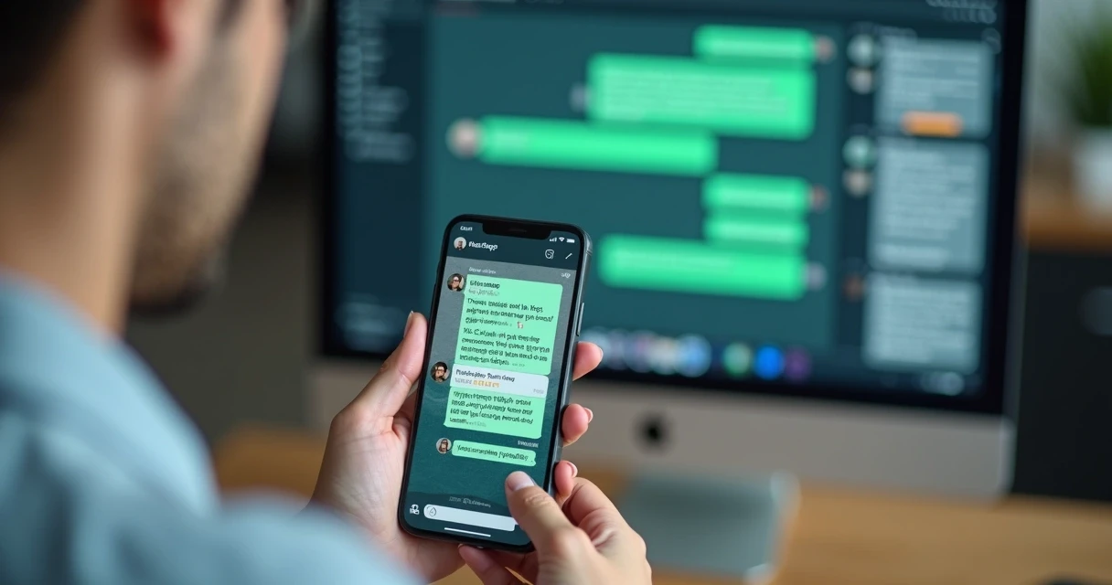 Chatbot em um celular atendendo lead via WhatsApp em tempo real