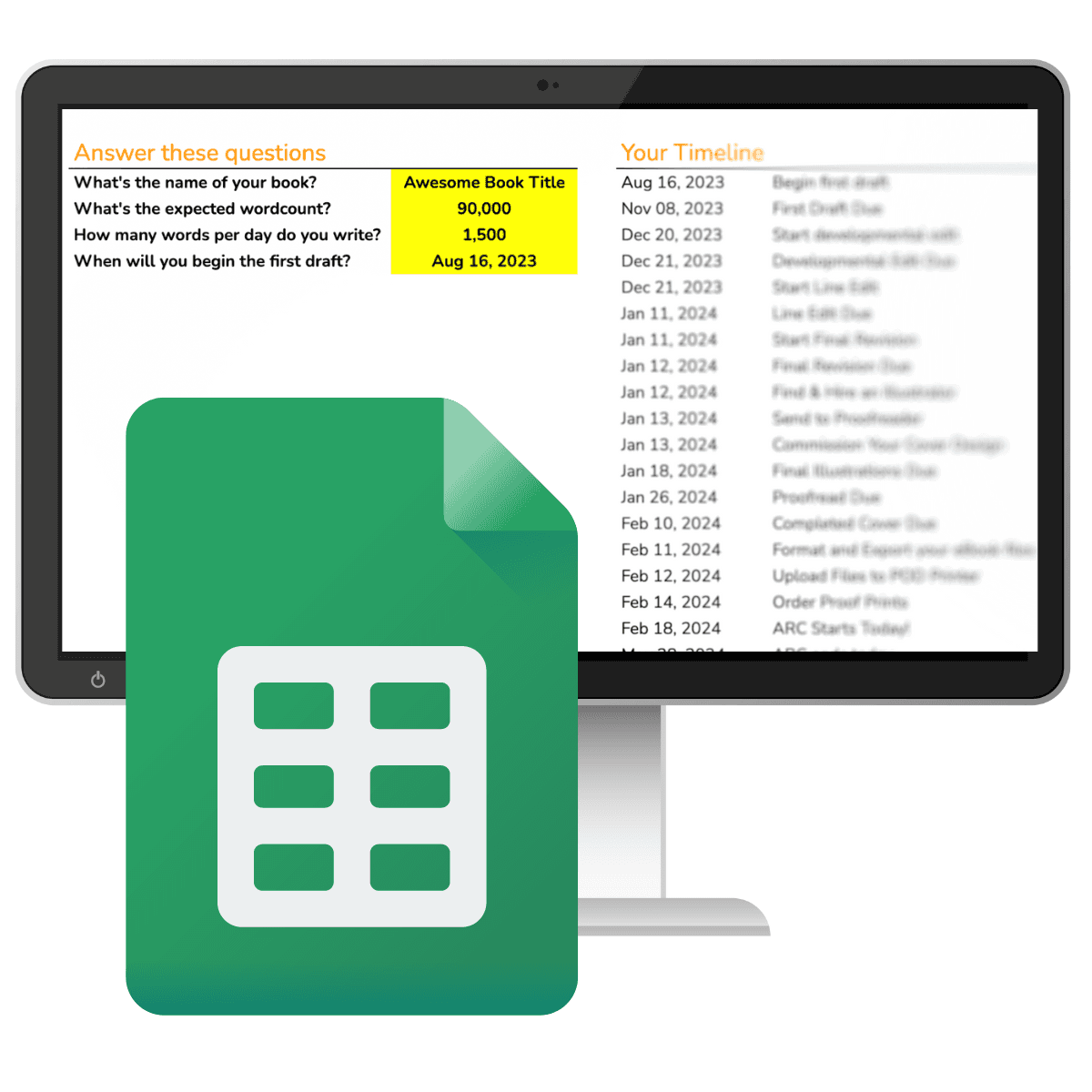 Screenshot of the spreadsheet