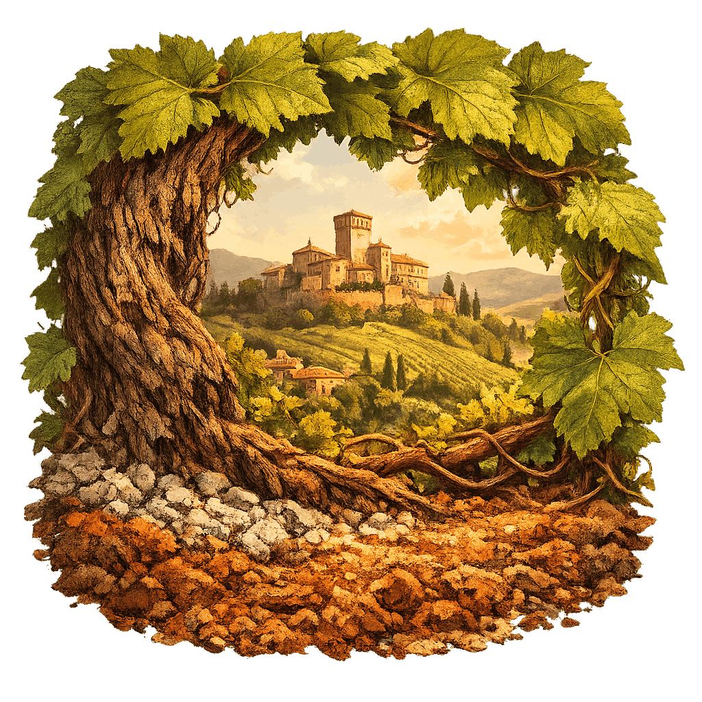 Detailed graphic of the Grasparossa di Castelvetro wine region.