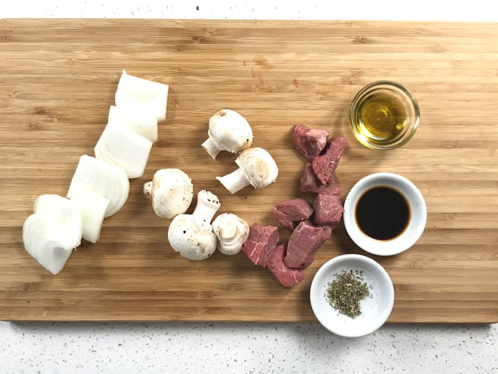 ingredients for steak mushroom skewers