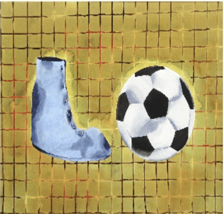 herd of sheep on road painting