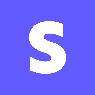 Logo featuring a stylized letter "S" in white on a purple background.