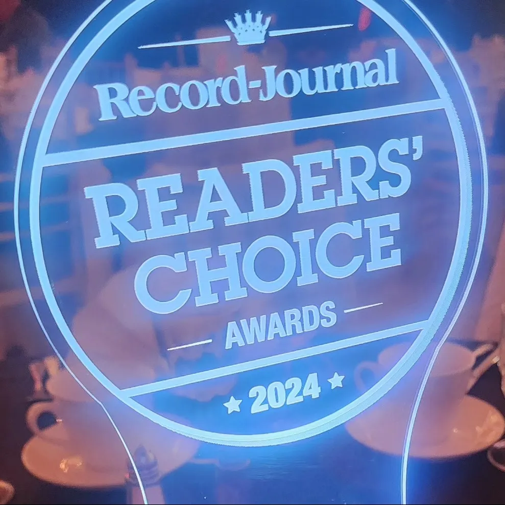 Record-Journal Readers' Choice Awards 2024 glowing blue circular trophy