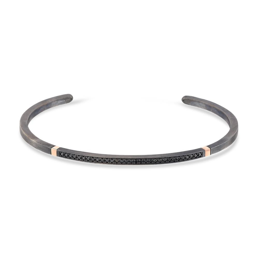 0.19 Karat Pırlantalı 14 Ayar Altın ve Gümüş Erkek Bileklik