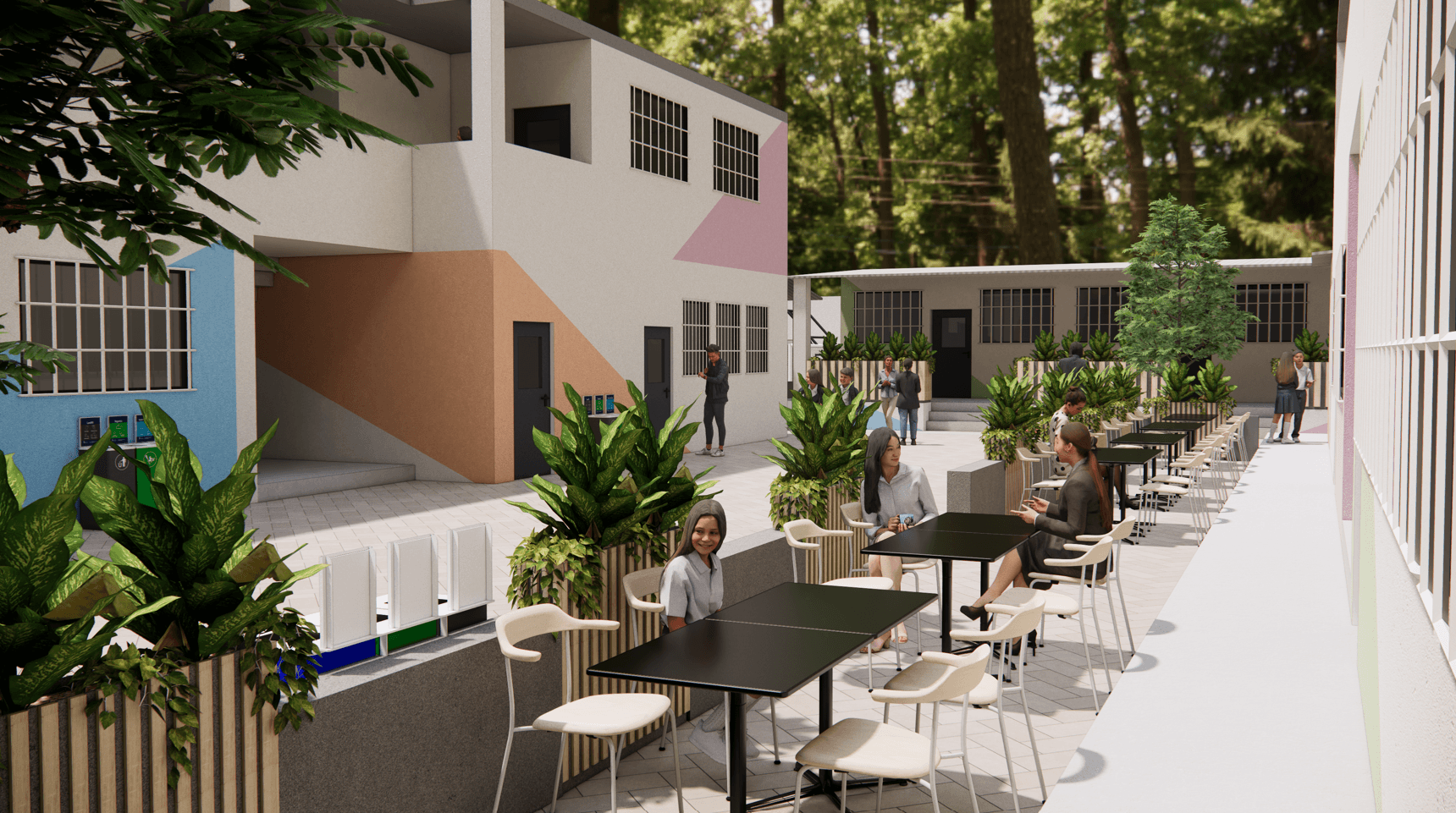 White logo on purple background