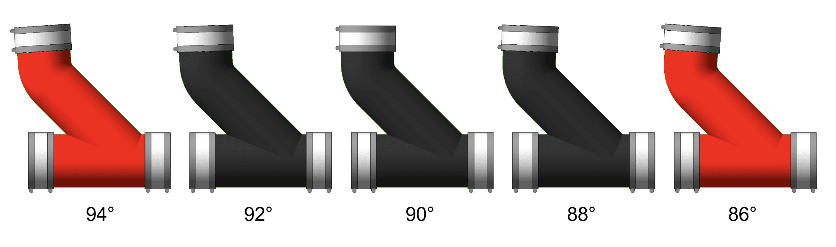Combination fitting showing two-degree tolerance and IsCustom option.