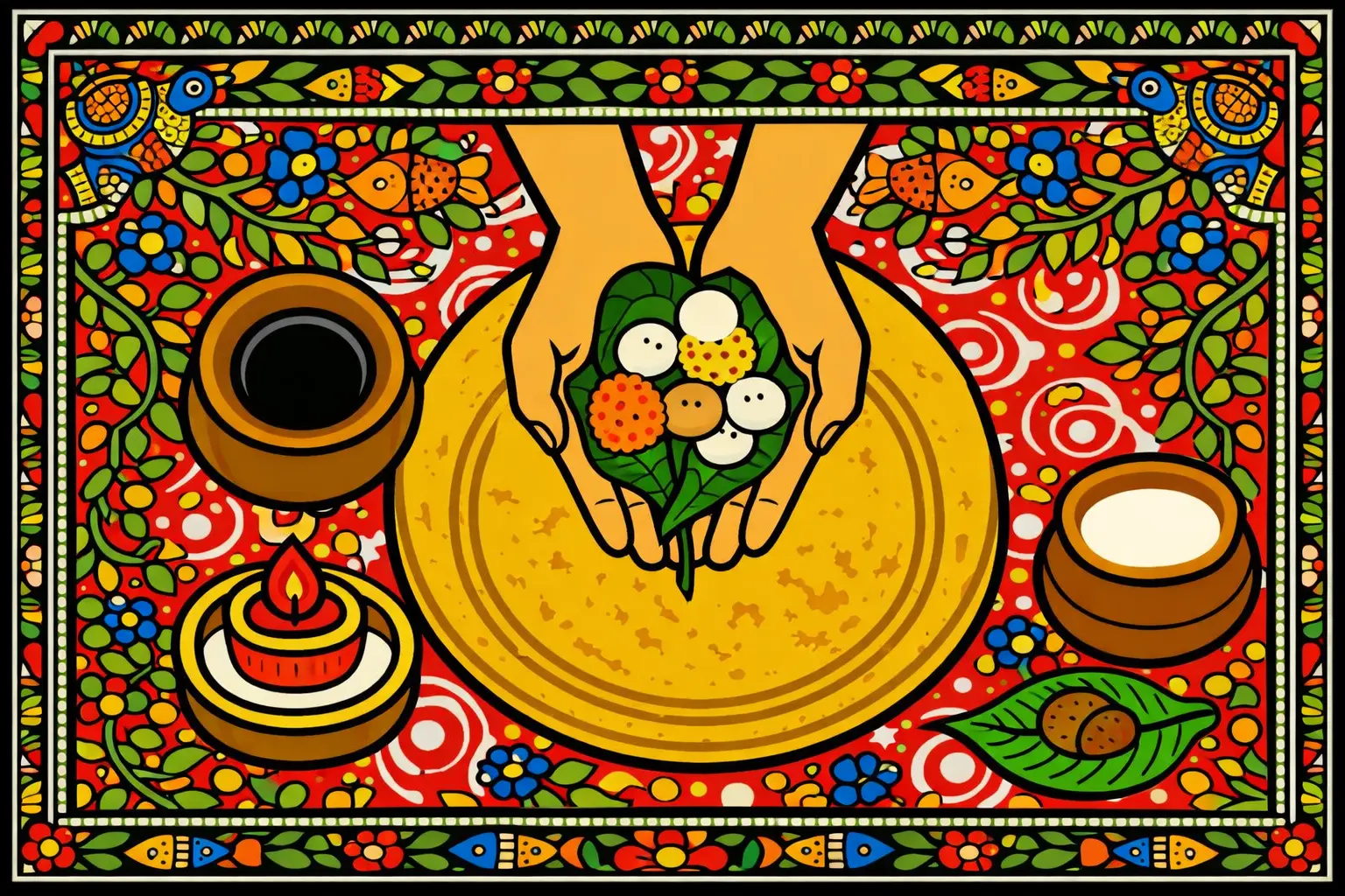 betel leaves, supari, coin, in hand, bhai duj ritual in mithila