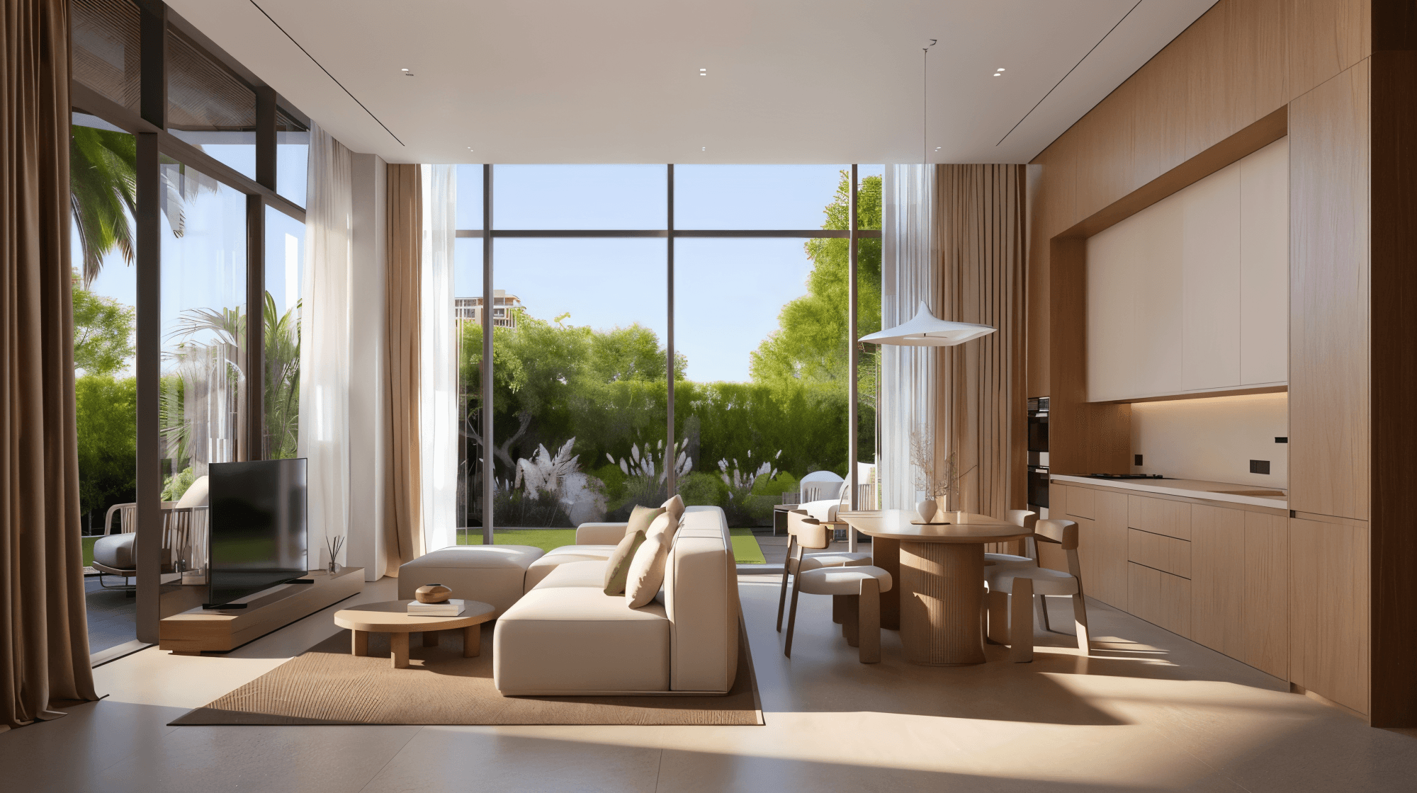 Spacious and stylish lobby of a luxury apartment building, showcasing contemporary furnishings and design elements.