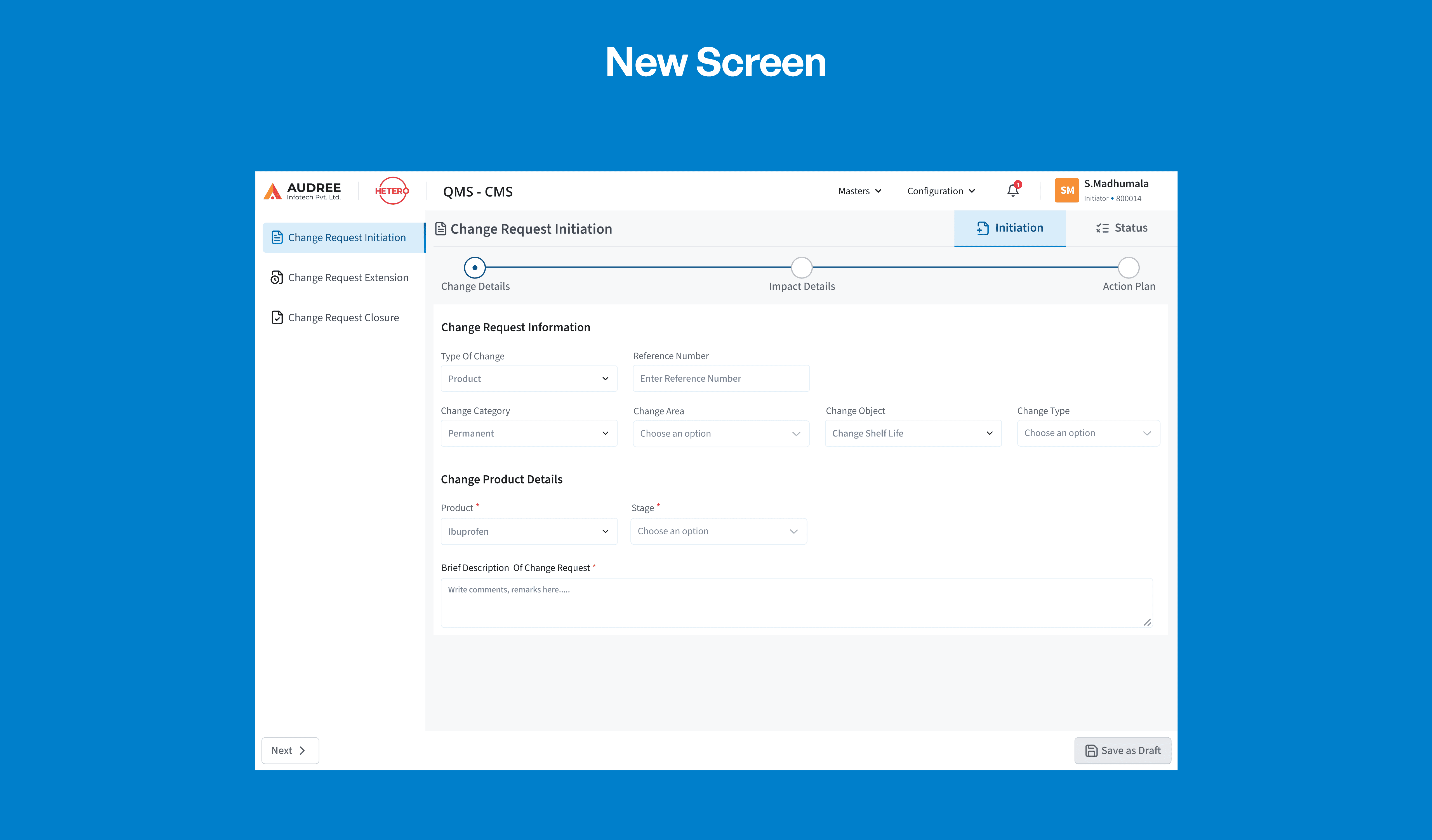 New CMS Soatware Screen