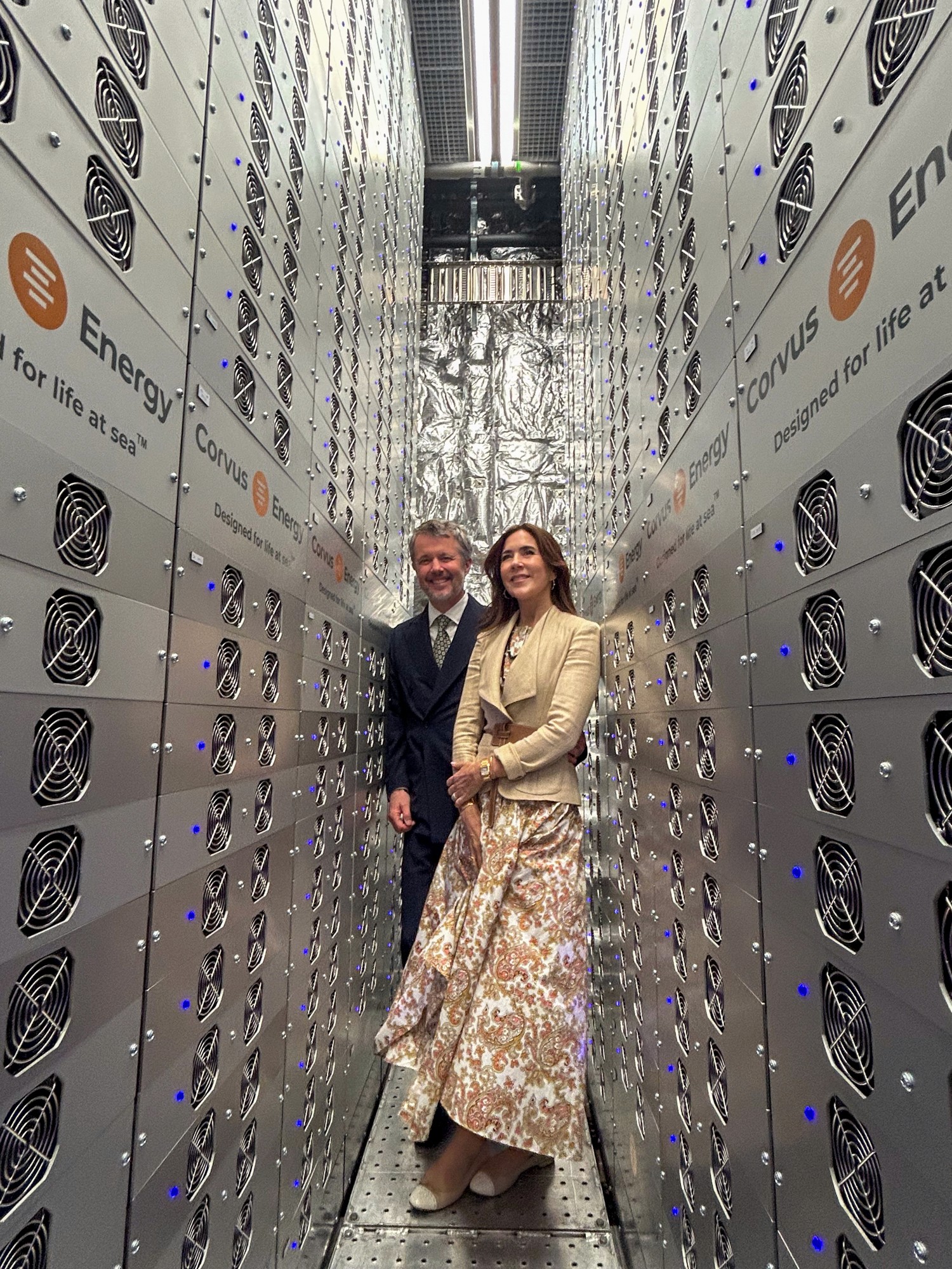 Their Majesties The King and Queen of Denmark visiting China Zorilla battery room