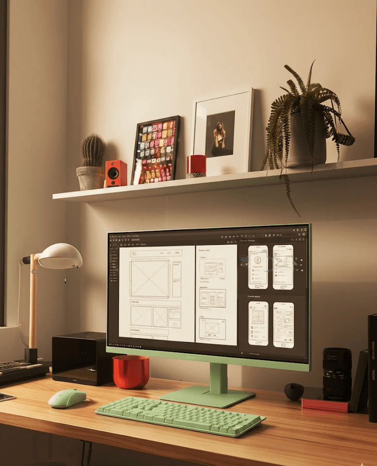 Portrait of portfolio creator – back view