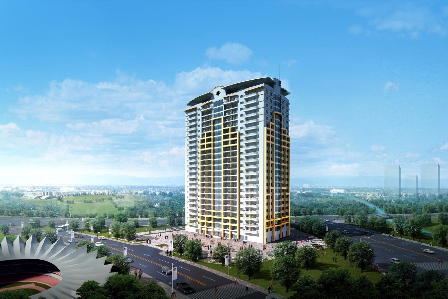 3D rendering of Red Residence development, a top-tier project presented by our real estate experts.