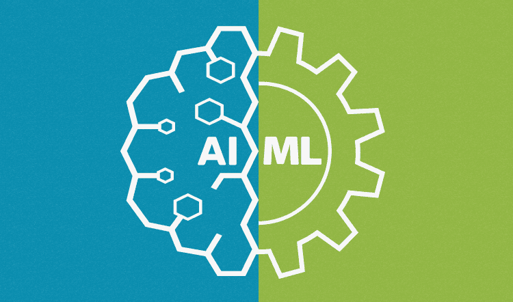 A computer chip with ai and ml printed on left and right side of it.