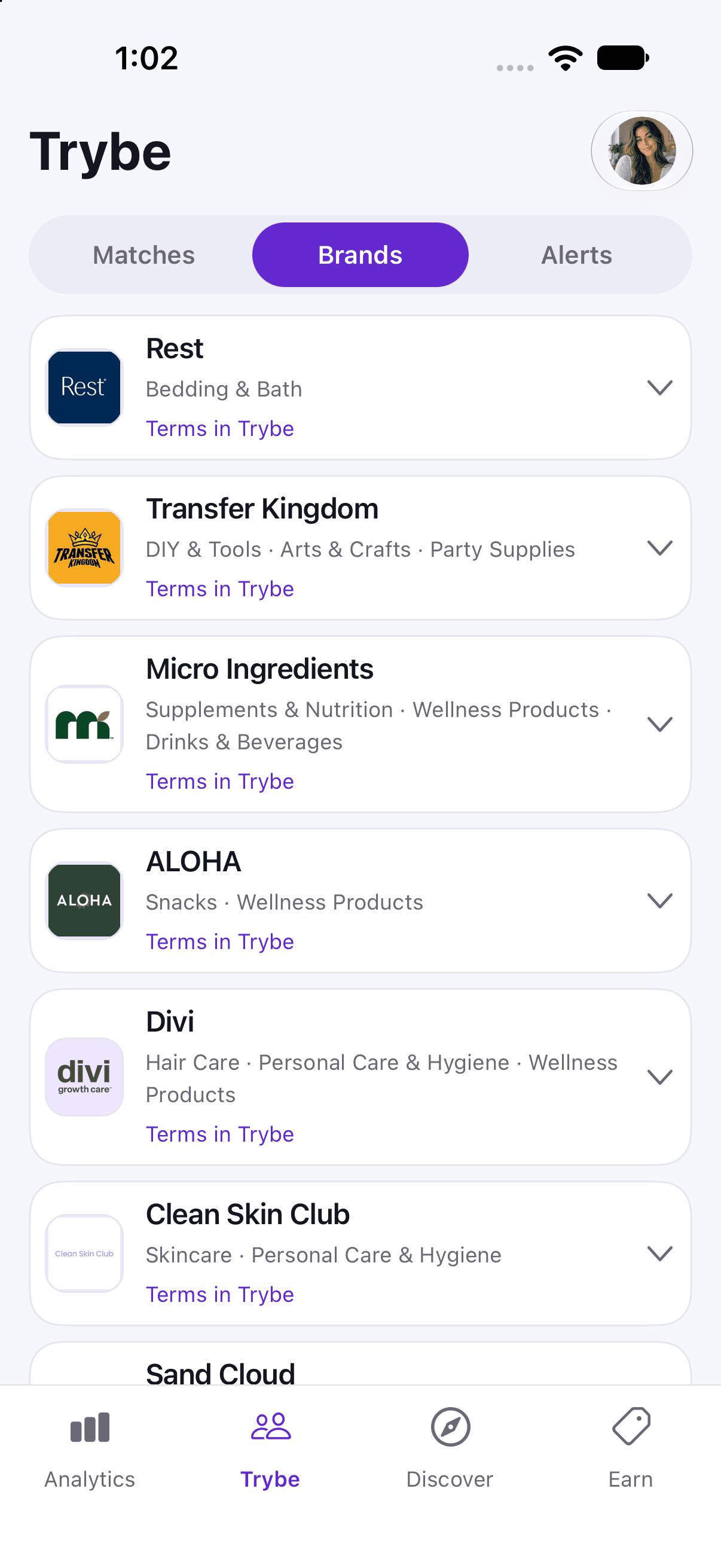 trybe brands — illustrative app preview