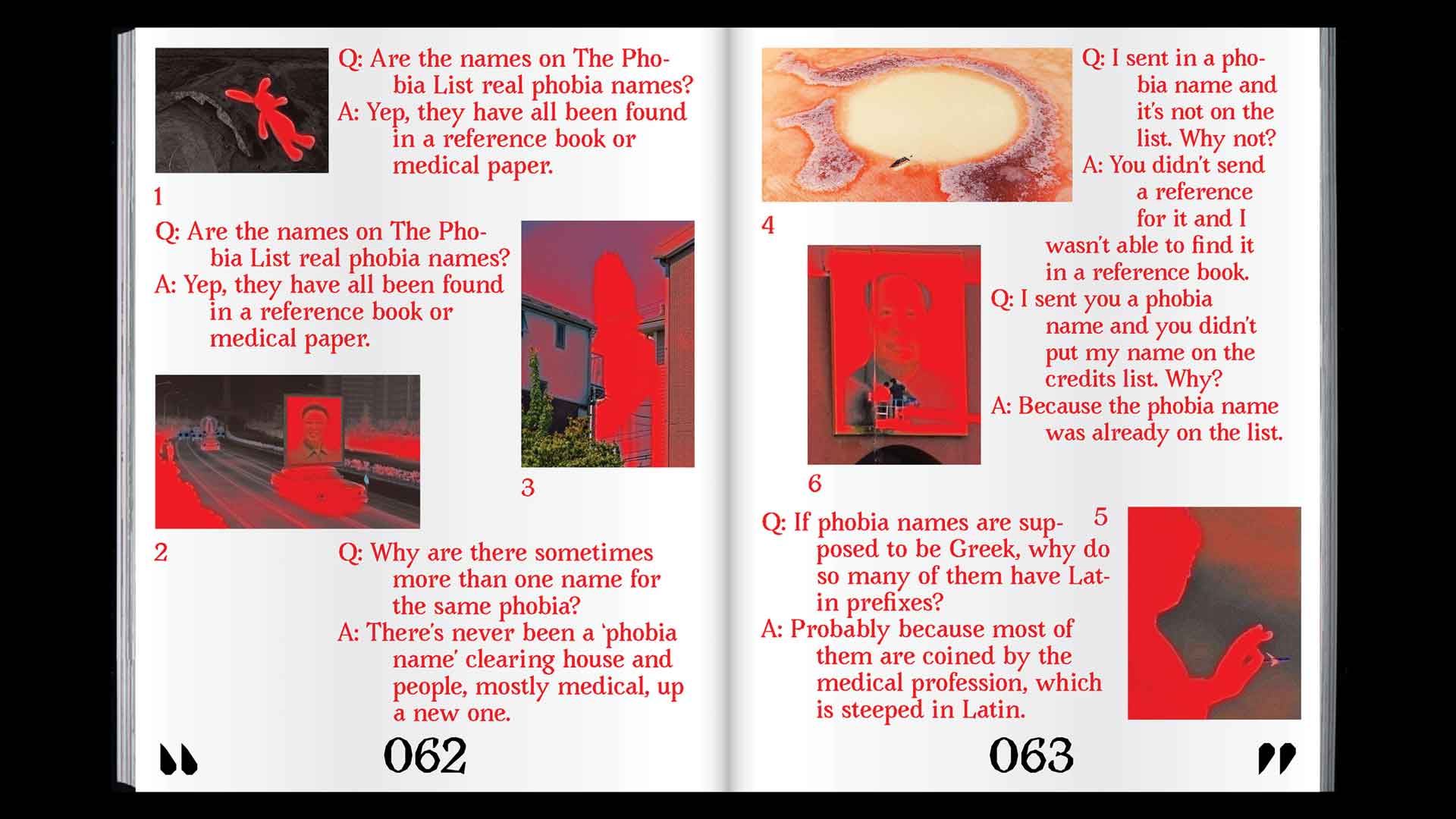 magazine layout with red type
