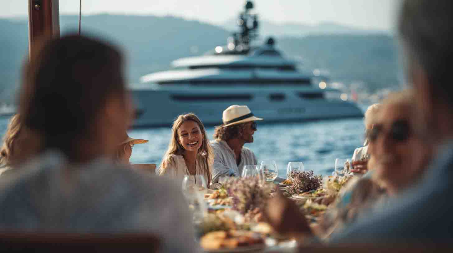 People dining on superyacht