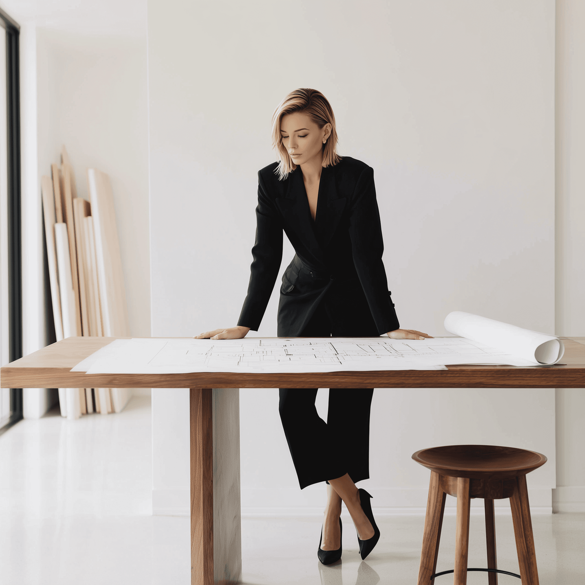 Woman planning about structure