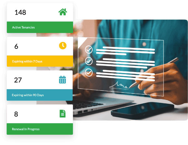 Tenancy portfolio renewal interface with eSign visualisation