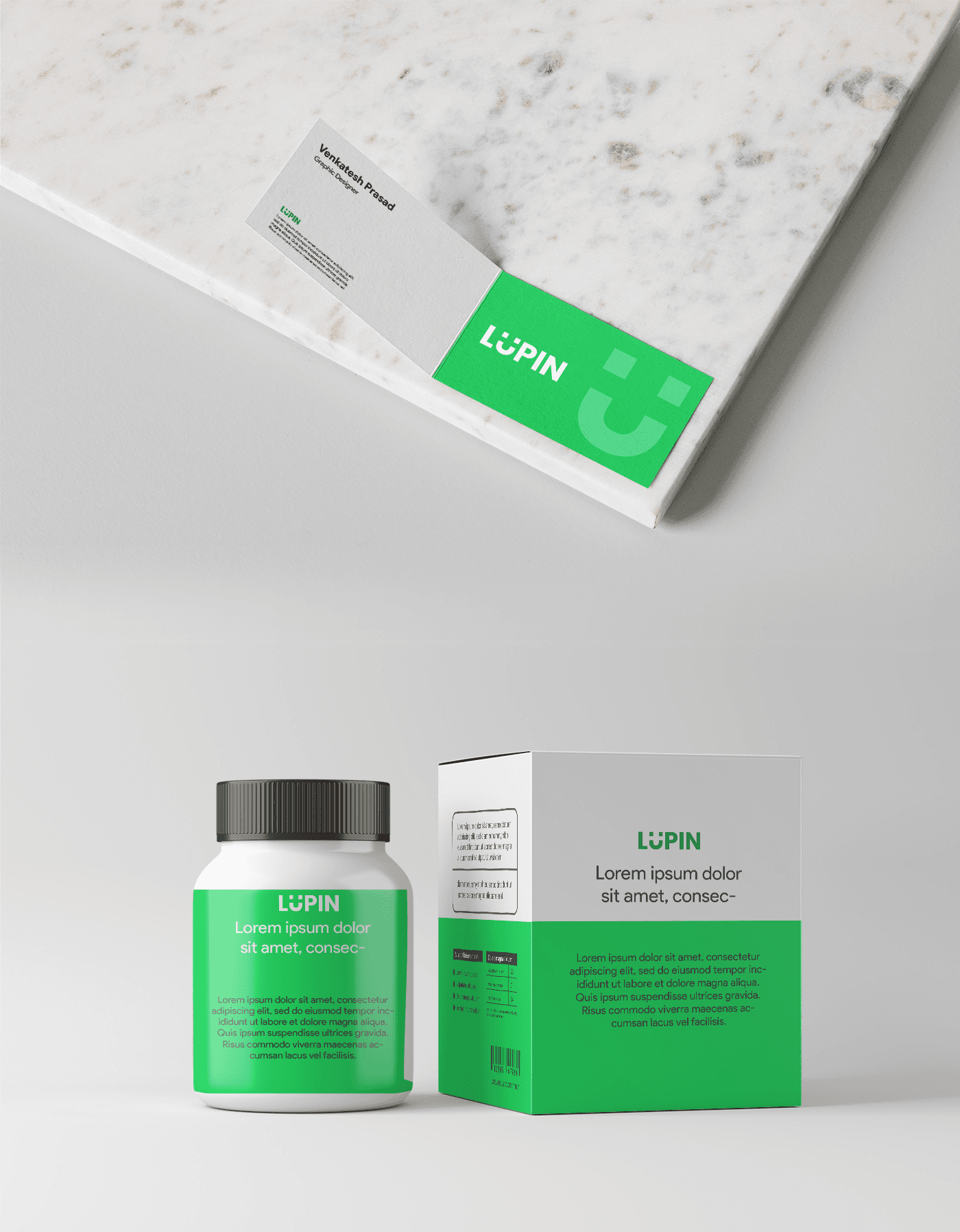 lupin pharma logo redesign business card mockup by venkatesh prasad creative graphic brand designer