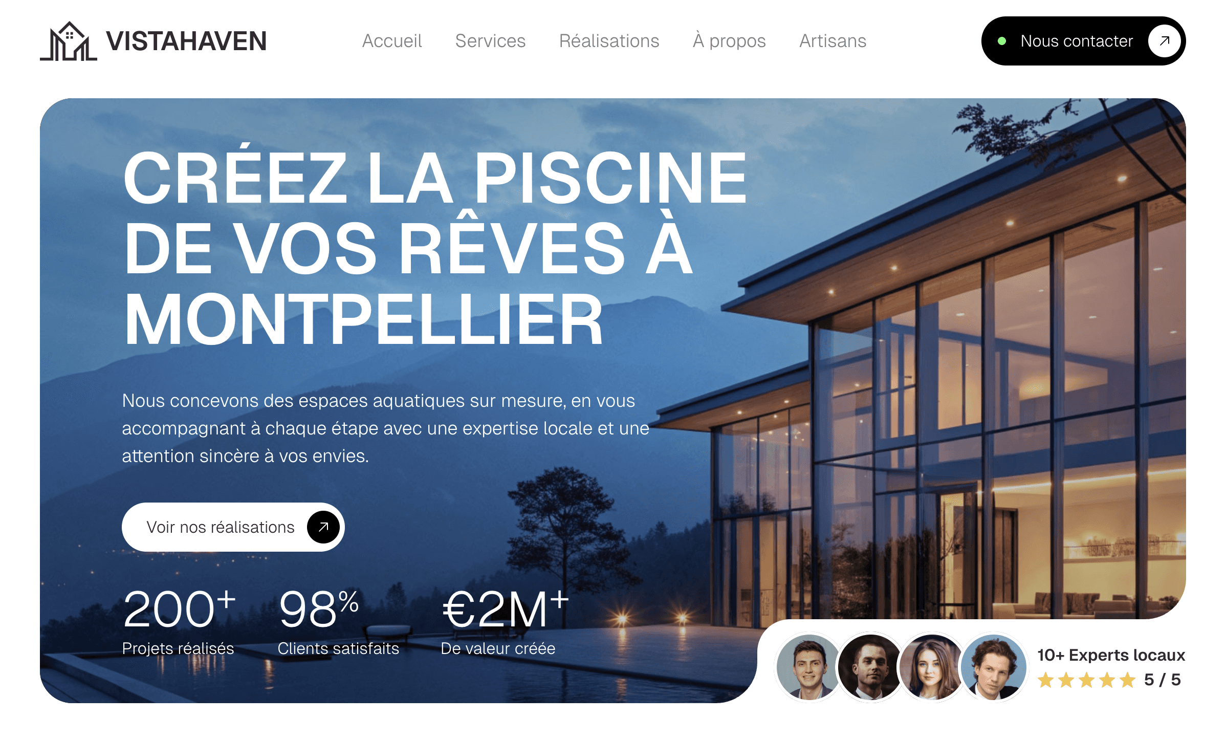 Site vitrine piscine aménagement extérieur Montpellier – VistaHaven