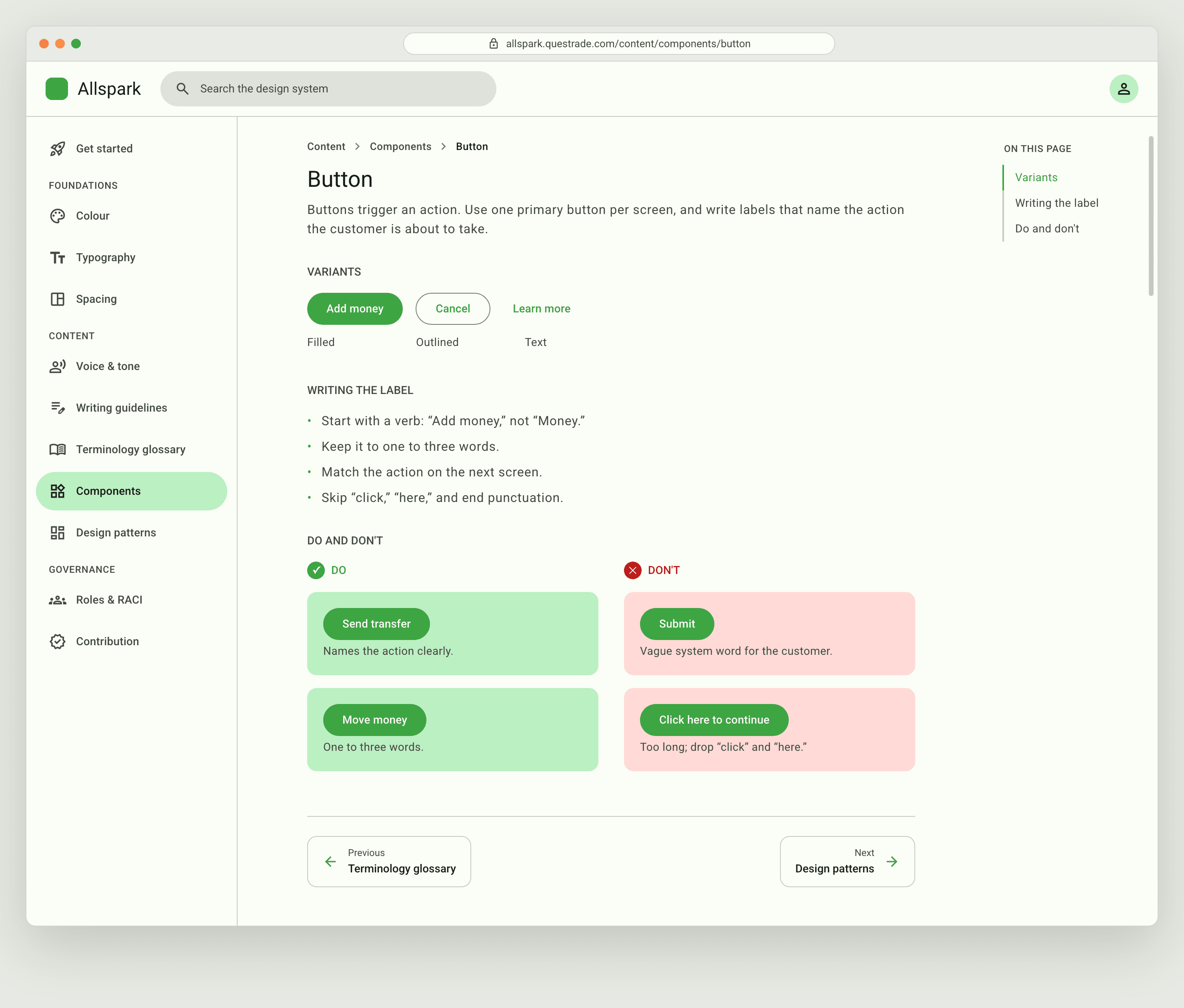 Component guidelines