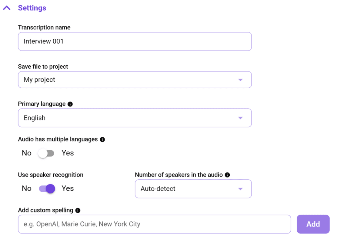 Settings whispertranscribe screenshot 