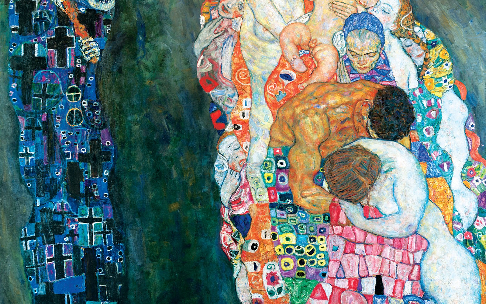 Pengunjung melihat "Death and Life" karya Klimt di Museum Leopold, Wina.