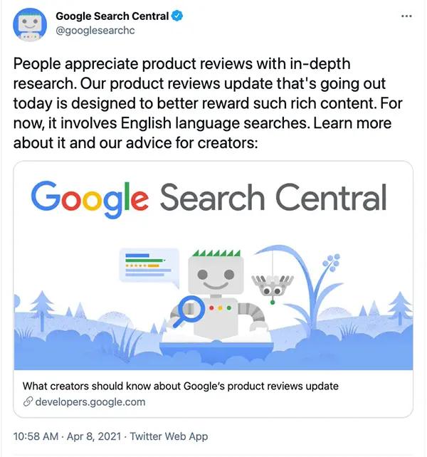 Google Product Review Tweet